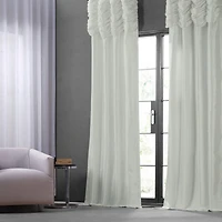 Half Price Drapes Eggshell Ruched Solid Faux Silk Taffeta Room Darkening Curtain