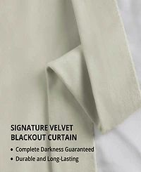 Half Price Drapes Warm Off White Signature Extra Wide Velvet Blackout Curtain