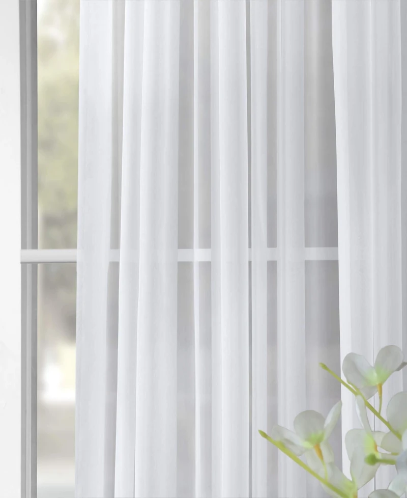 Half Price Drapes Solid White Extra Wide Sheer Curtain
