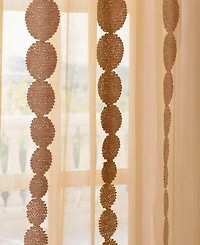 Half Price Drapes Cleopatra Gold Embroidered Striped Sheer Curtain