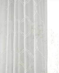 Half Price Drapes Florentina White Embroidered Geometric Sheer Curtain