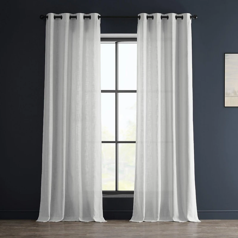 Half Price Drapes Rice White Grommet Heavy Faux Linen Curtain