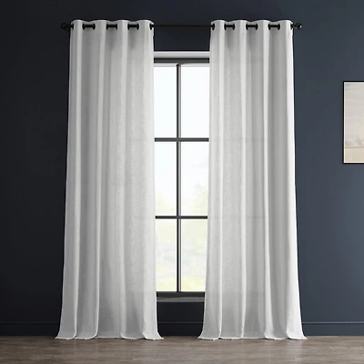 Half Price Drapes Rice White Grommet Heavy Faux Linen Curtain