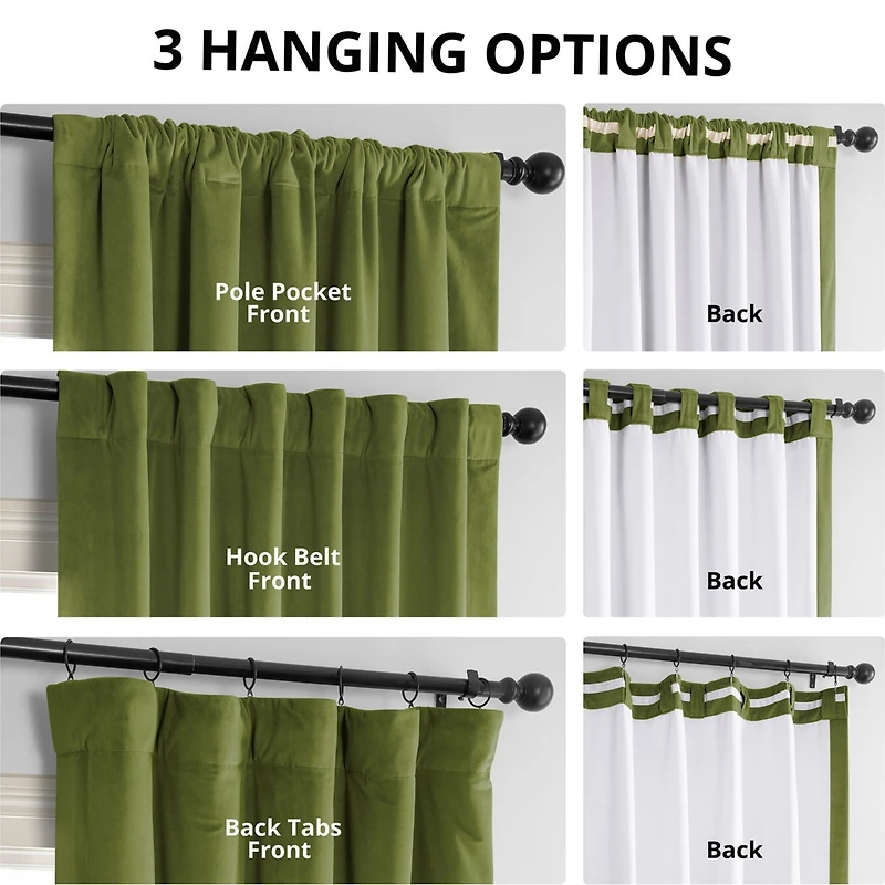 Half Price Drapes Basque Green Signature Velvet Blackout Curtain