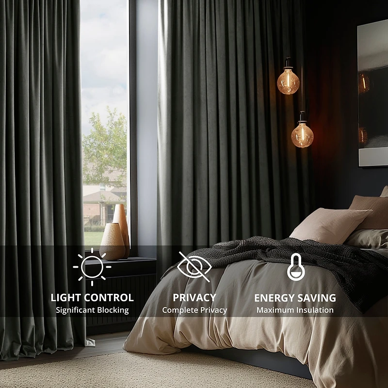 Half Price Drapes Silver Grey Signature Velvet Blackout Curtain