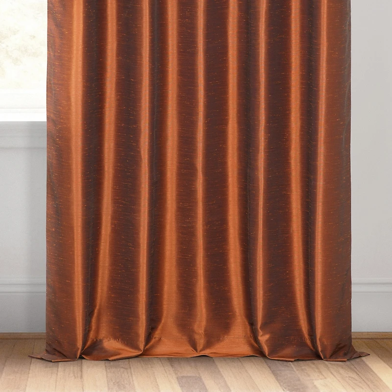 Half Price Drapes Mist Greige Vintage Textured Faux Dupioni Silk Curtain