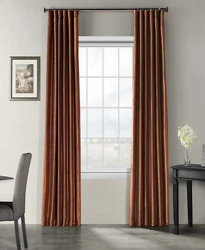 Half Price Drapes Mist Greige Vintage Textured Faux Dupioni Silk Curtain