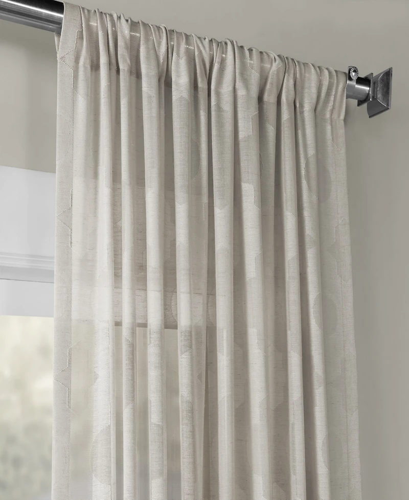 Half Price Drapes Calais Tile Geometric Patterned Faux Linen Sheer Curtain