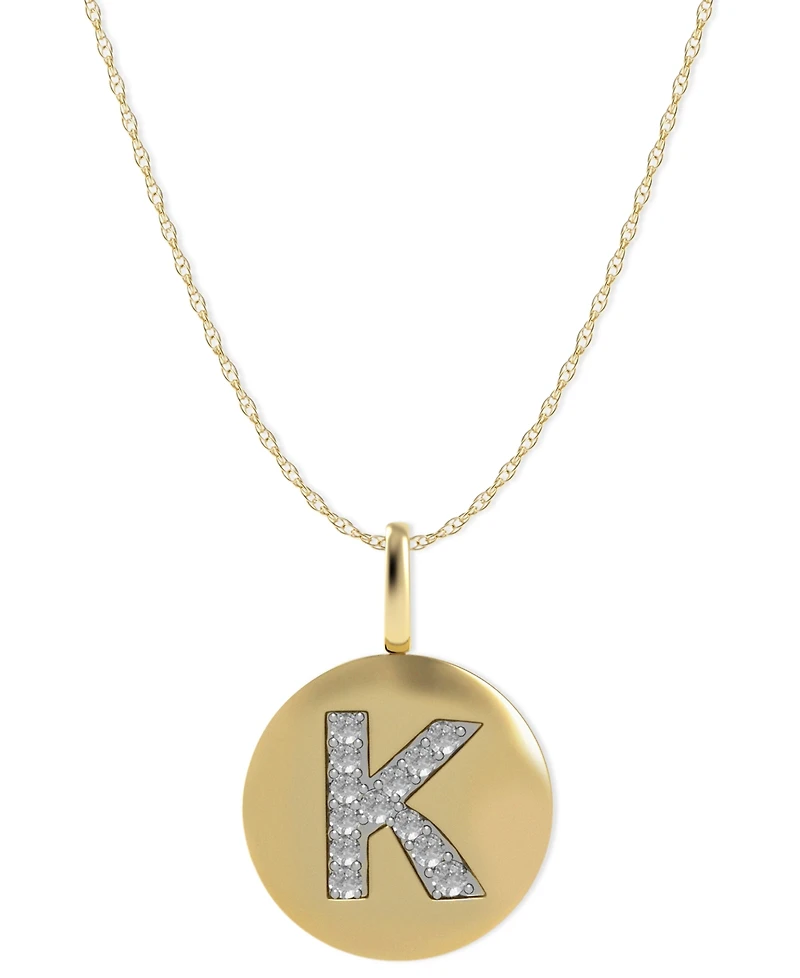 14k Gold Necklace, Diamond Accent Letter K Disk Pendant