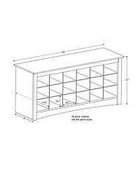 Prepac 18 Pair Shoe Storage Cubby Bench