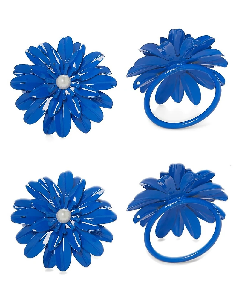 Vibhsa Blue Pearl Flower Napkin Ring