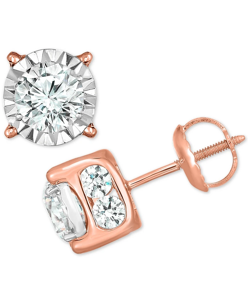 TruMiracle Diamond Stud Earrings (2 ct. t.w.) 14k White, Yellow or Rose Gold