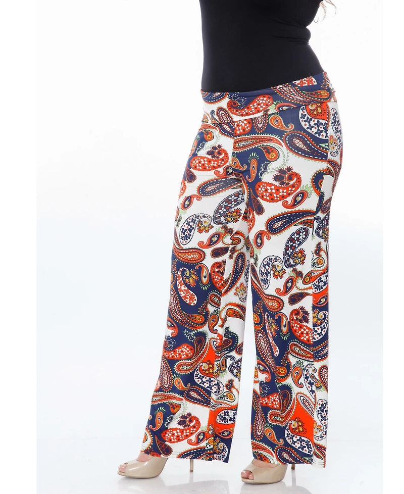 White Mark Plus Size Printed Palazzo Pants