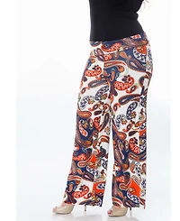 White Mark Plus Size Printed Palazzo Pants