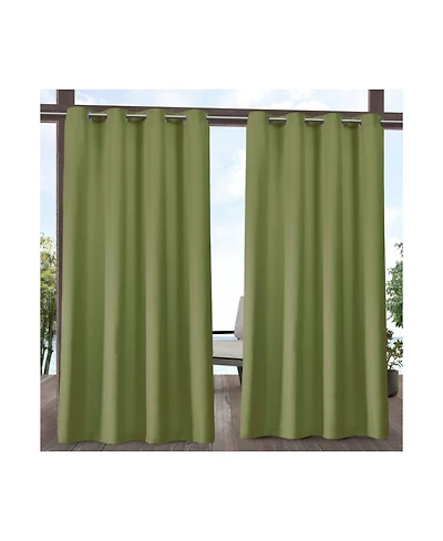 Exclusive Home Delano Heavyweight Textured Indoor/Outdoor Grommet Top Curtain Panel Pair
