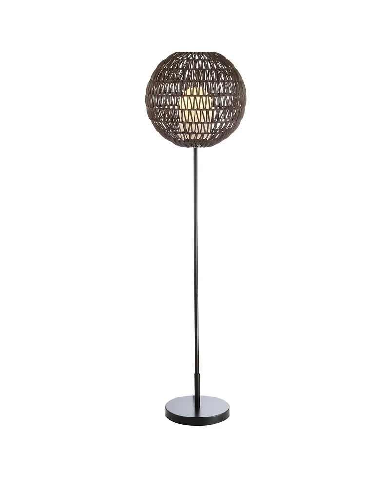 Jonathan Y Bea 61" Outdoor Woven Globe Led Floor Lamp