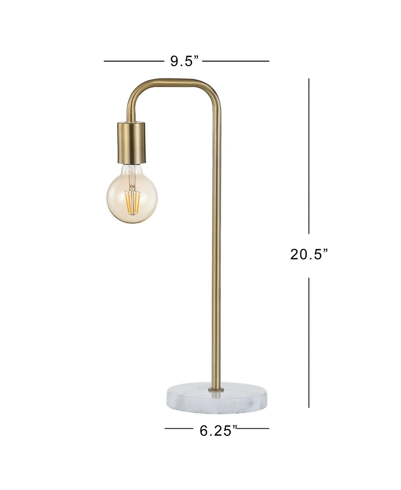 Jonathan Y Axel 20.5" Minimalist Glam Gold Pipe Metal/Marble Led Table Lamp