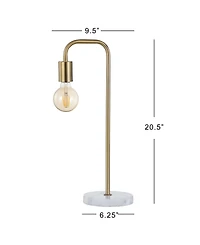Jonathan Y Axel 20.5" Minimalist Glam Gold Pipe Metal/Marble Led Table Lamp