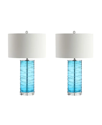 Jonathan Y Cole 27.5" Modern Fused Glass Cylinder Led Table Lamp - Set of 2