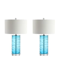 Jonathan Y Cole 27.5" Modern Fused Glass Cylinder Led Table Lamp - Set of 2