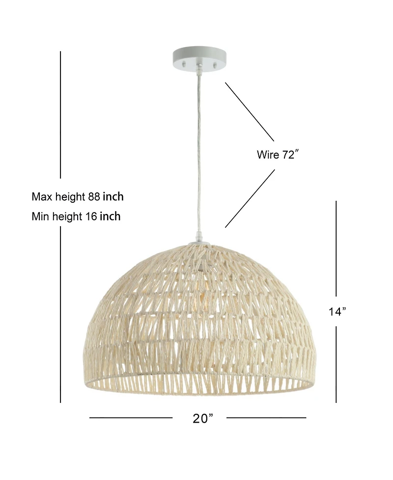 Jonathan Y Campana 20" Woven Rattan Dome Led Pendant