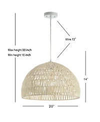 Jonathan Y Campana 20" Woven Rattan Dome Led Pendant