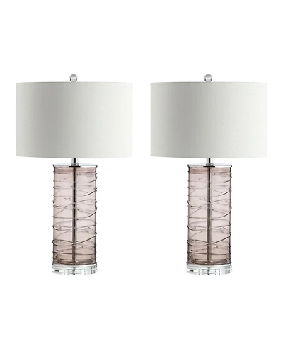 Jonathan Y Cole 27.5" Modern Fused Glass Cylinder Led Table Lamp - Set of 2