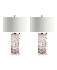 Jonathan Y Cole 27.5" Modern Fused Glass Cylinder Led Table Lamp - Set of 2