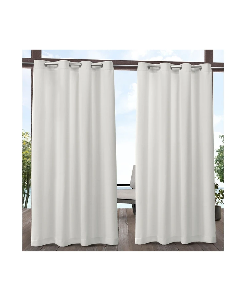 Exclusive Home Delano Heavyweight Textured Indoor/Outdoor Grommet Top Curtain Panel Pair