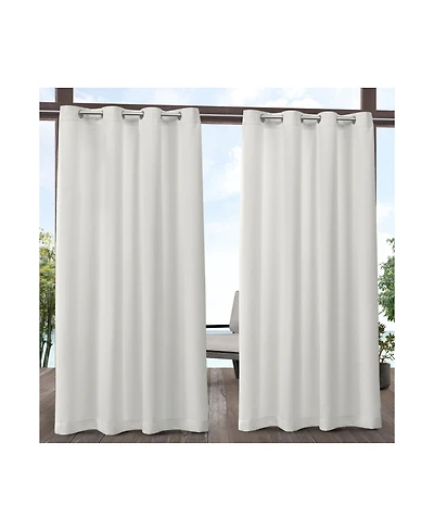 Exclusive Home Delano Heavyweight Textured Indoor/Outdoor Grommet Top Curtain Panel Pair