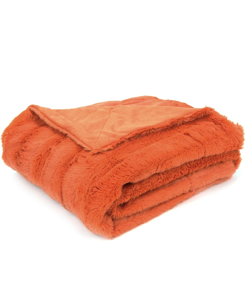 Cheer Collection Ultra Soft Faux Fur to Microplush Reversible Oversized Throw