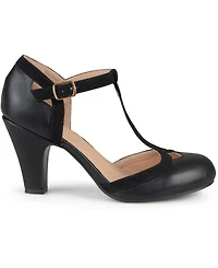 Journee Collection Women's Olina T Strap Round Toe Pumps