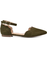 Journee Collection Women's Lana Scalloped Edge Ankle Strap Flats