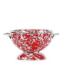 Golden Rabbit Red Swirl Enamelware Collection 1.5 Quart Colander