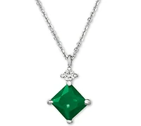 Emerald (5/8 ct. t.w.) and Diamond Accent 16" Pendant Necklace in 14k White Gold
