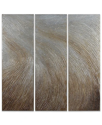 Empire Art Direct Gold Waves 3-Piece Textured Metallic Hand Painted Wall Art Set by Martin Edwards, 60" x 20" x 1.5"