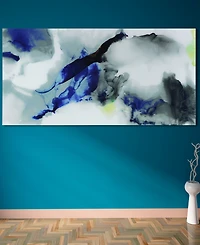 Empire Art Direct 'Blue Splash' Frameless Free Floating Tempered Art Glass Wall Art - 72" x 36''
