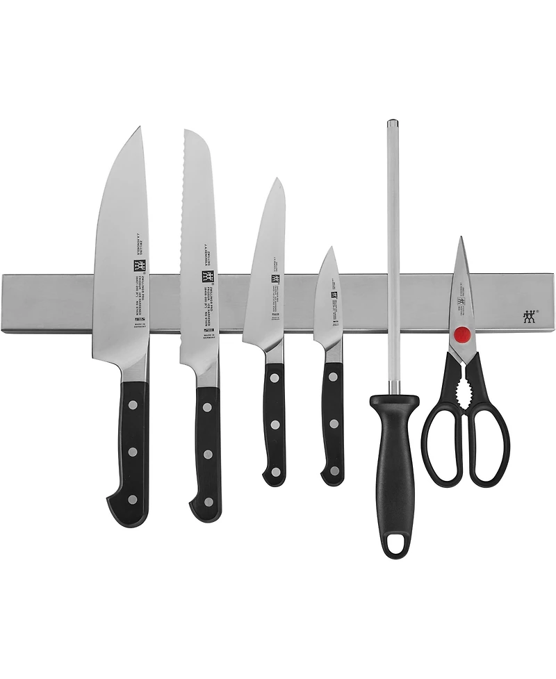 Zwilling Pro 7pc Set w/17.5" Stainless Magnetic Knife Bar