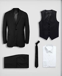 Perry Ellis Toddler Boy's 5-Piece Shirt, Tie, Jacket, Vest and Pants Solid Suit Set