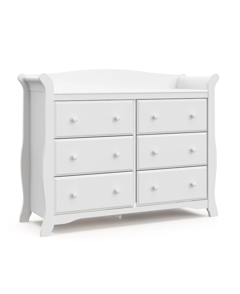 Storkcraft Avalon 6 Drawer Universal Double Dresser - White