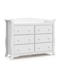 Storkcraft Avalon 6 Drawer Universal Double Dresser - White