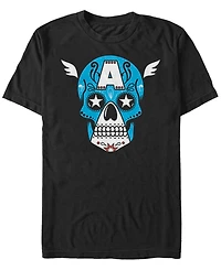 Marvel Men's Captain America Sugar Skull Big Face Mask Short Sleeve T-Shirt