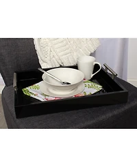 Kate and Laurel Lipton Decorative Wood Tray with Metal Handles - 16.5" x 12.25"