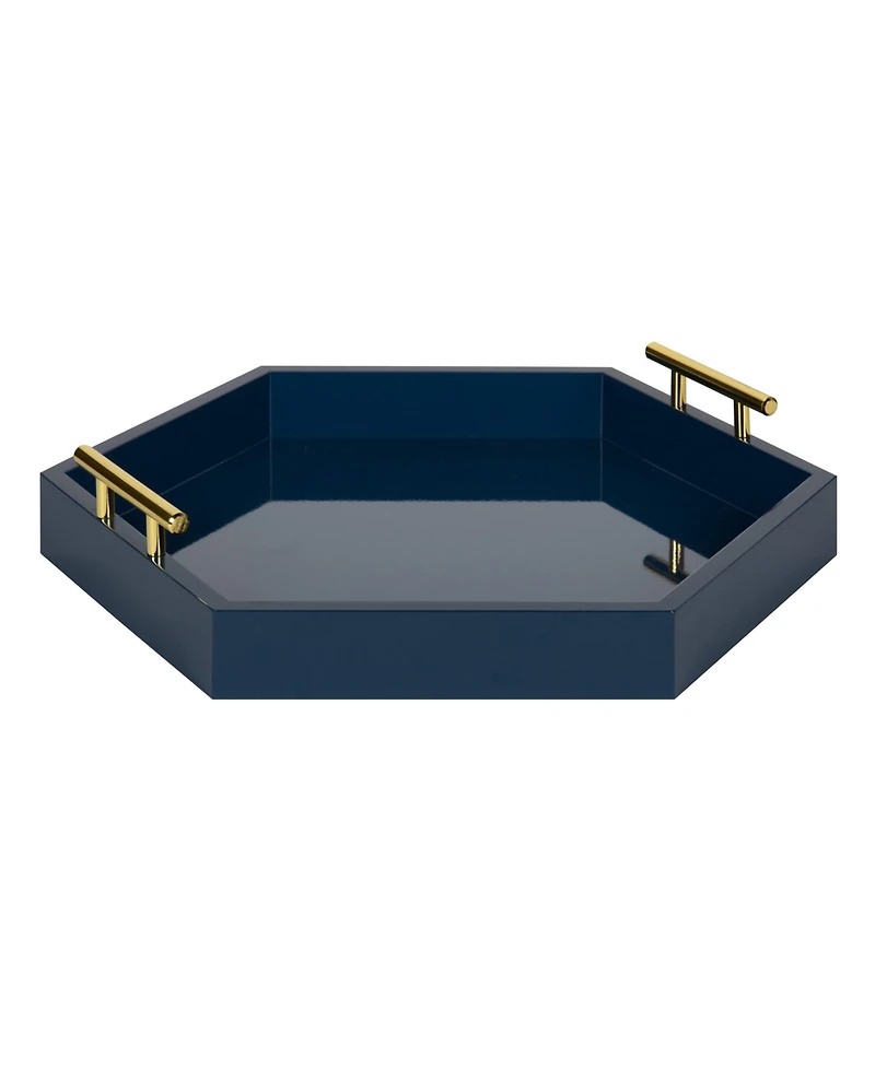 Kate and Laurel Lipton Hexagon Decorative Tray with Metal Handles - 18" x