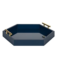 Kate and Laurel Lipton Hexagon Decorative Tray with Metal Handles - 18" x