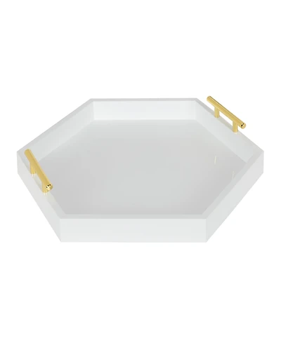 Kate and Laurel Lipton Hexagon Decorative Tray with Metal Handles - 18" x 18"