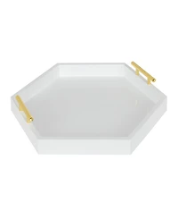 Kate and Laurel Lipton Hexagon Decorative Tray with Metal Handles - 18" x 18"