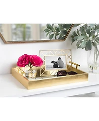 Kate and Laurel Lipton Decorative Wood Tray with Metal Handles - 16.5" x 12.25"