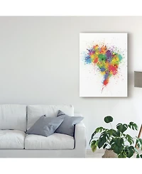 Michael Tompsett Brazil Paint Splashes Map Canvas Art - 20" x 25"