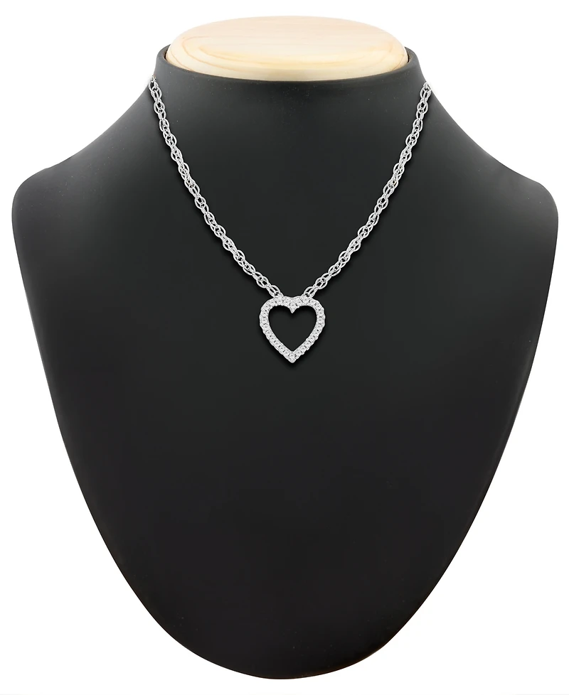 Diamond Heart Pendant Necklace in 14k White Gold (1/10 ct. t.w.)